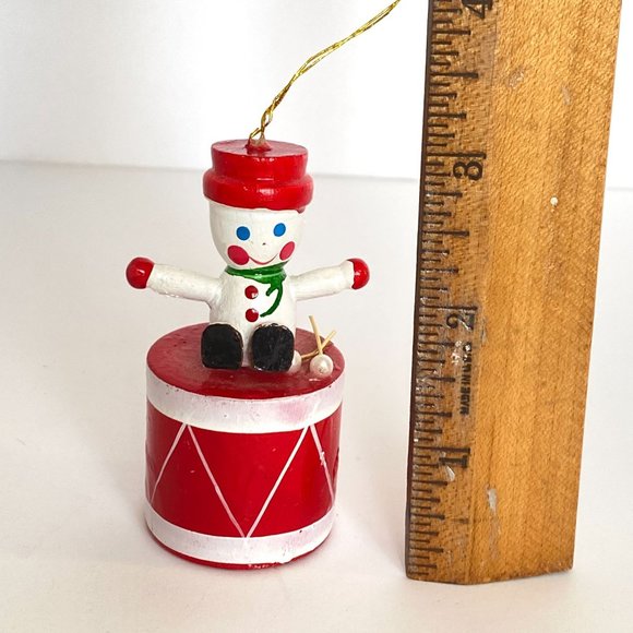 Retro Wood Christmas Ornaments Hand Painted Clown Horse Drummer Circus Set of 3 - Picture 7 of 12